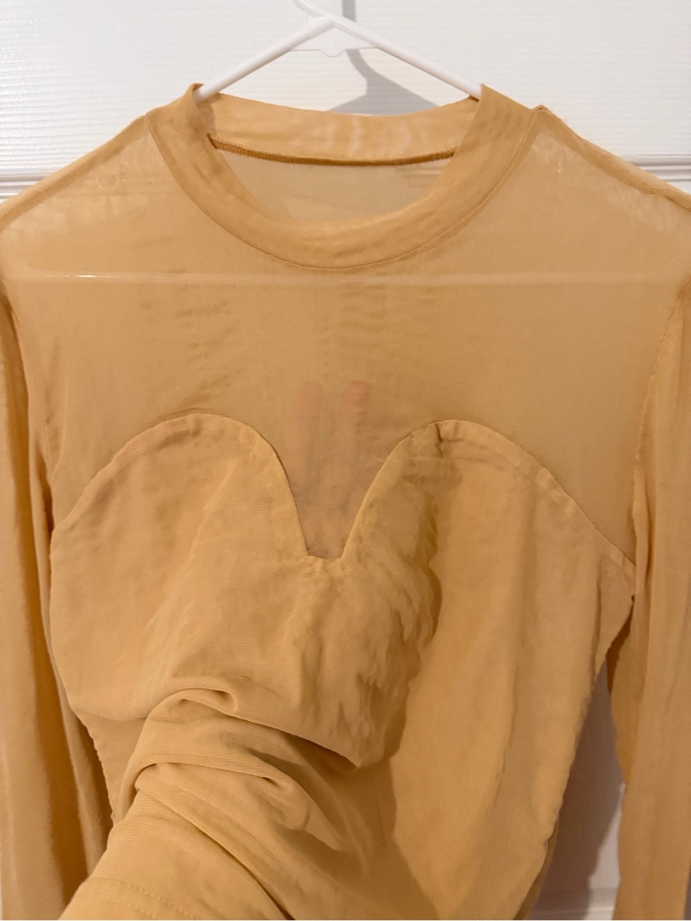 Semi-Sheer Long Sleeve Top in Mustard Yellow